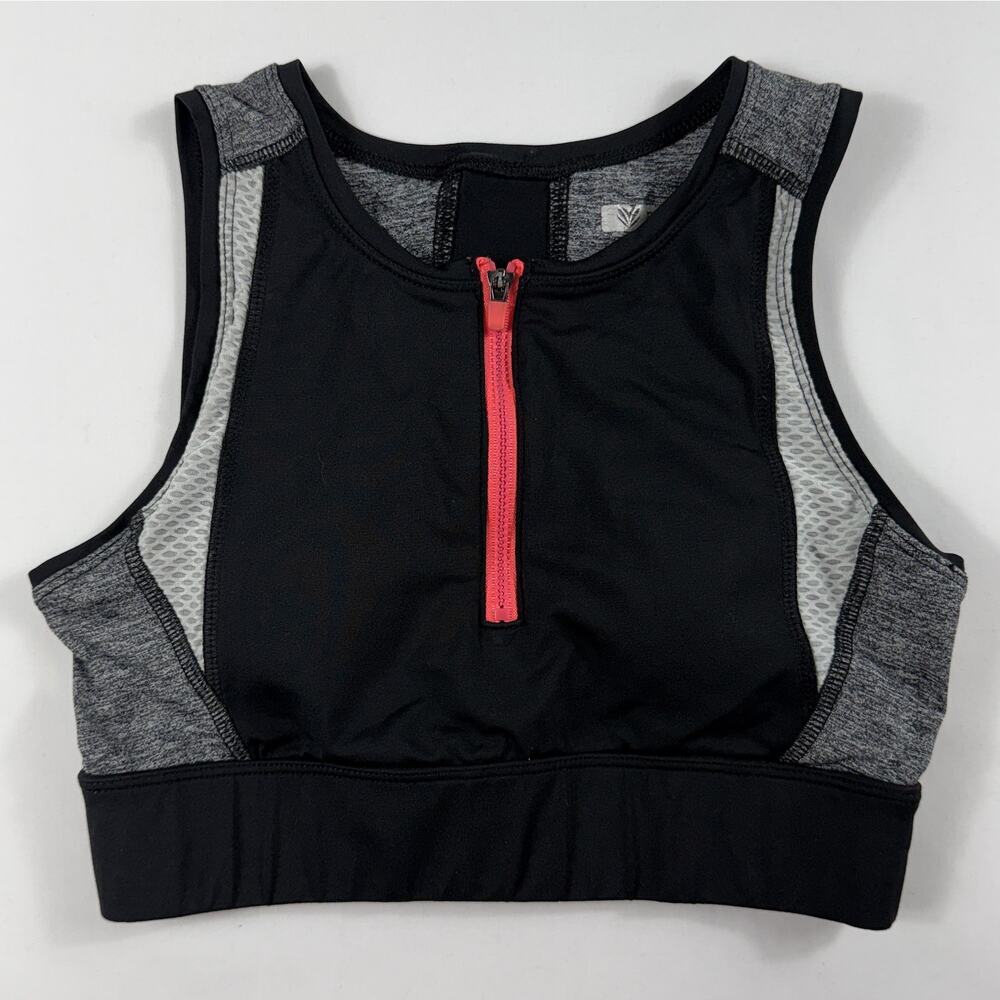 Forever 21 Black Bodyfasion Active Front-Zip Racerback Sports Bra Size XS\